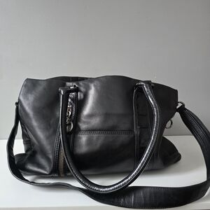 Mimco Large Black Leather Tote Bag